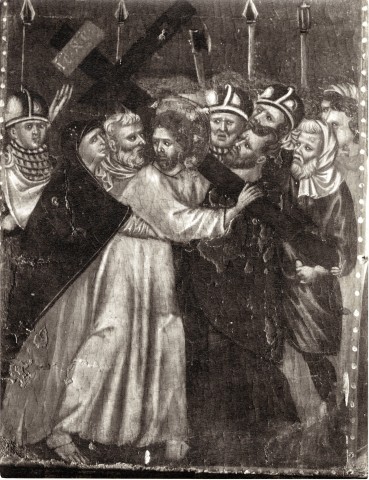 Anonimo — Anonimo fiorentino romaneggiante - sec. XIII - Salita di Cristo al monte Calvario — particolare